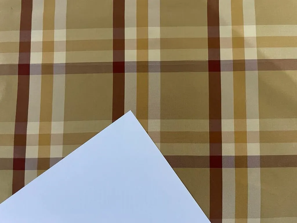 100% PURE SILK TAFFETA FABRIC GOLD AND RUST PLAIDS 54&quot;wide TAFC65[6]