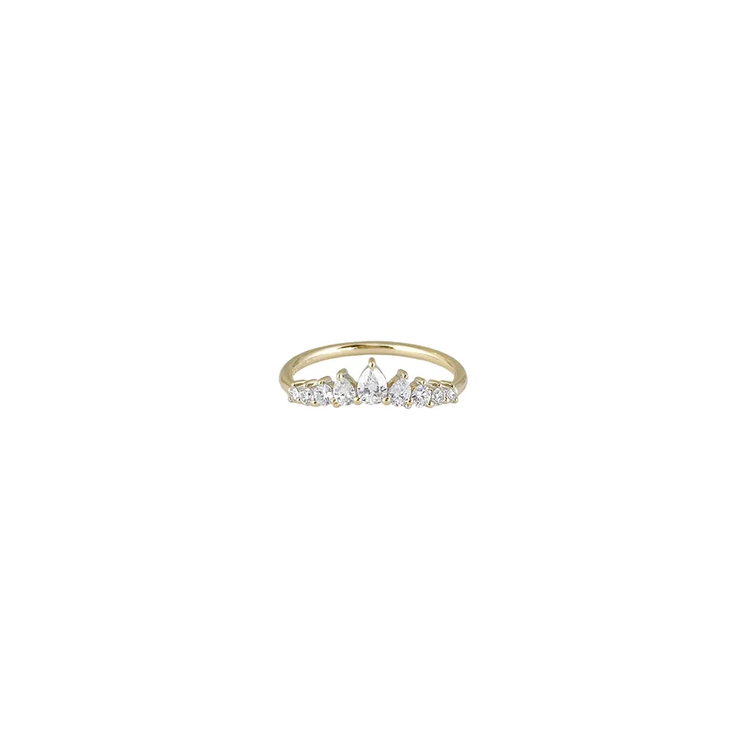 18K Gold Arch Pear Diamond Wedding Ring