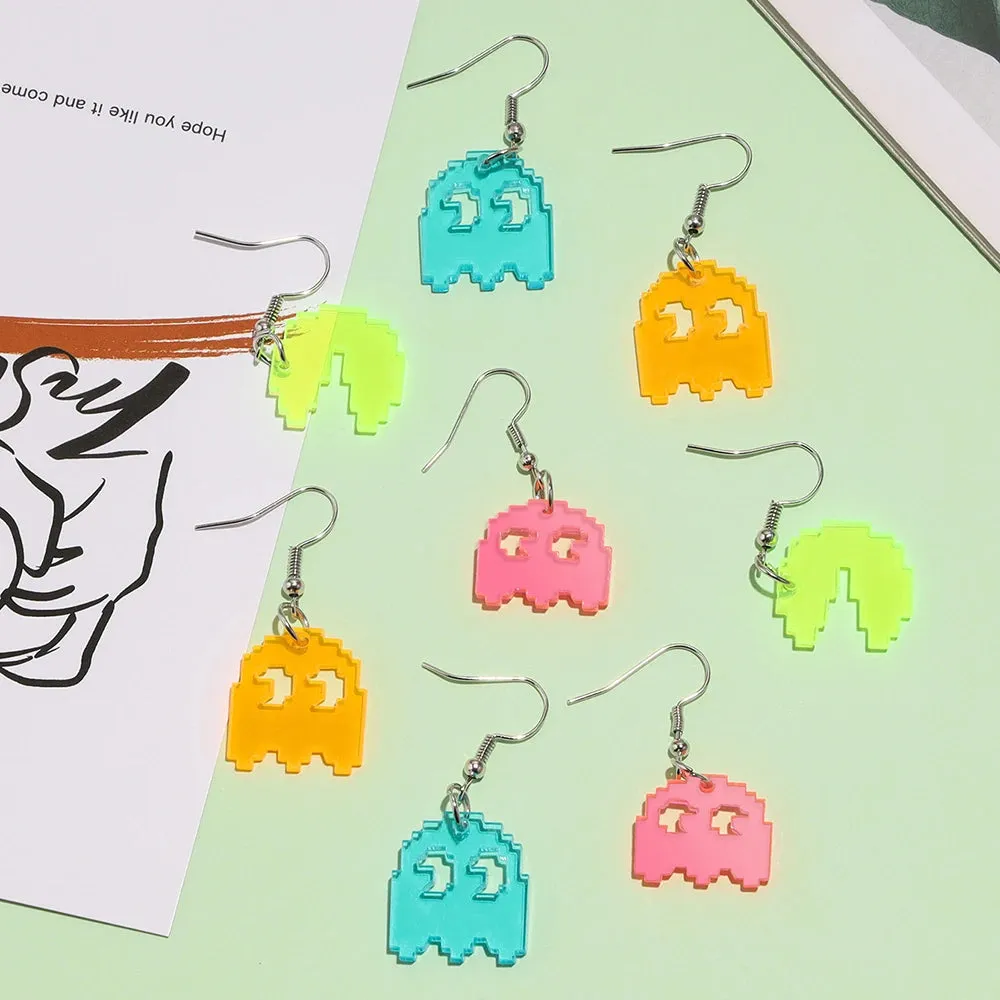 5Pairs Funny Multi Color Cartoon Drop Earrings for Women Cute Pixel Ghost Set EDGY Fashion Ears Jewelry Gift Arete Envio Gratis