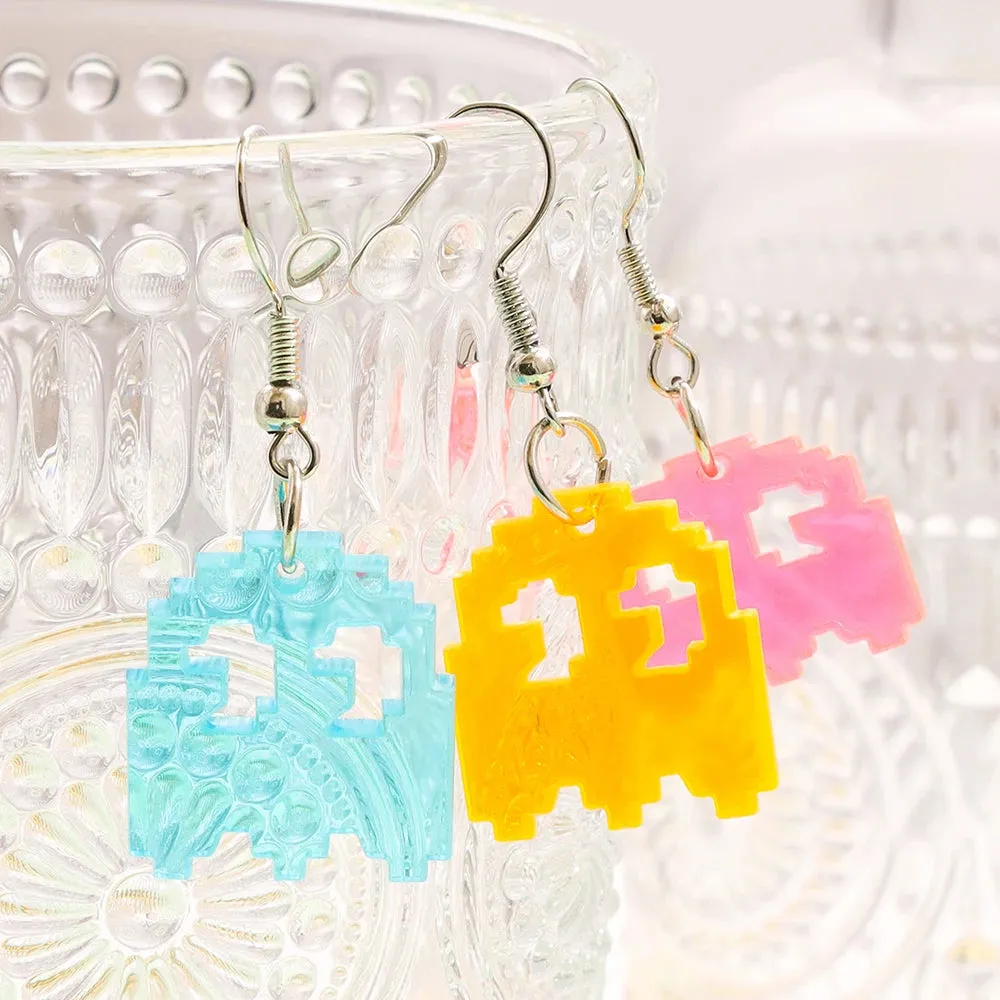 5Pairs Funny Multi Color Cartoon Drop Earrings for Women Cute Pixel Ghost Set EDGY Fashion Ears Jewelry Gift Arete Envio Gratis
