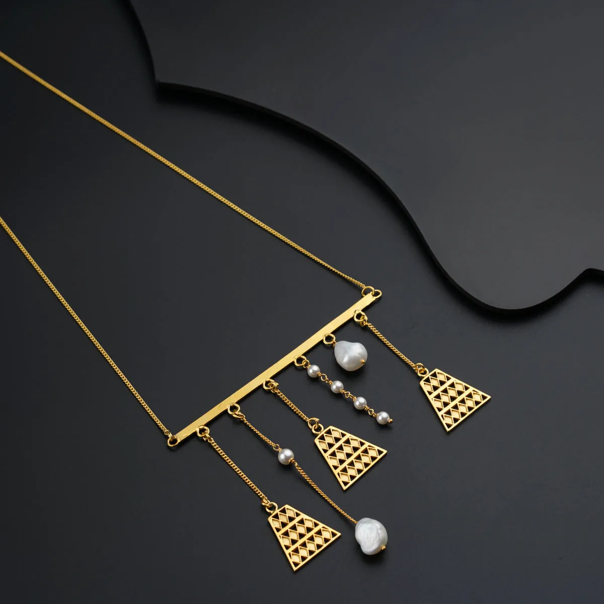 Abstract Silver Necklace (Gold Plated)