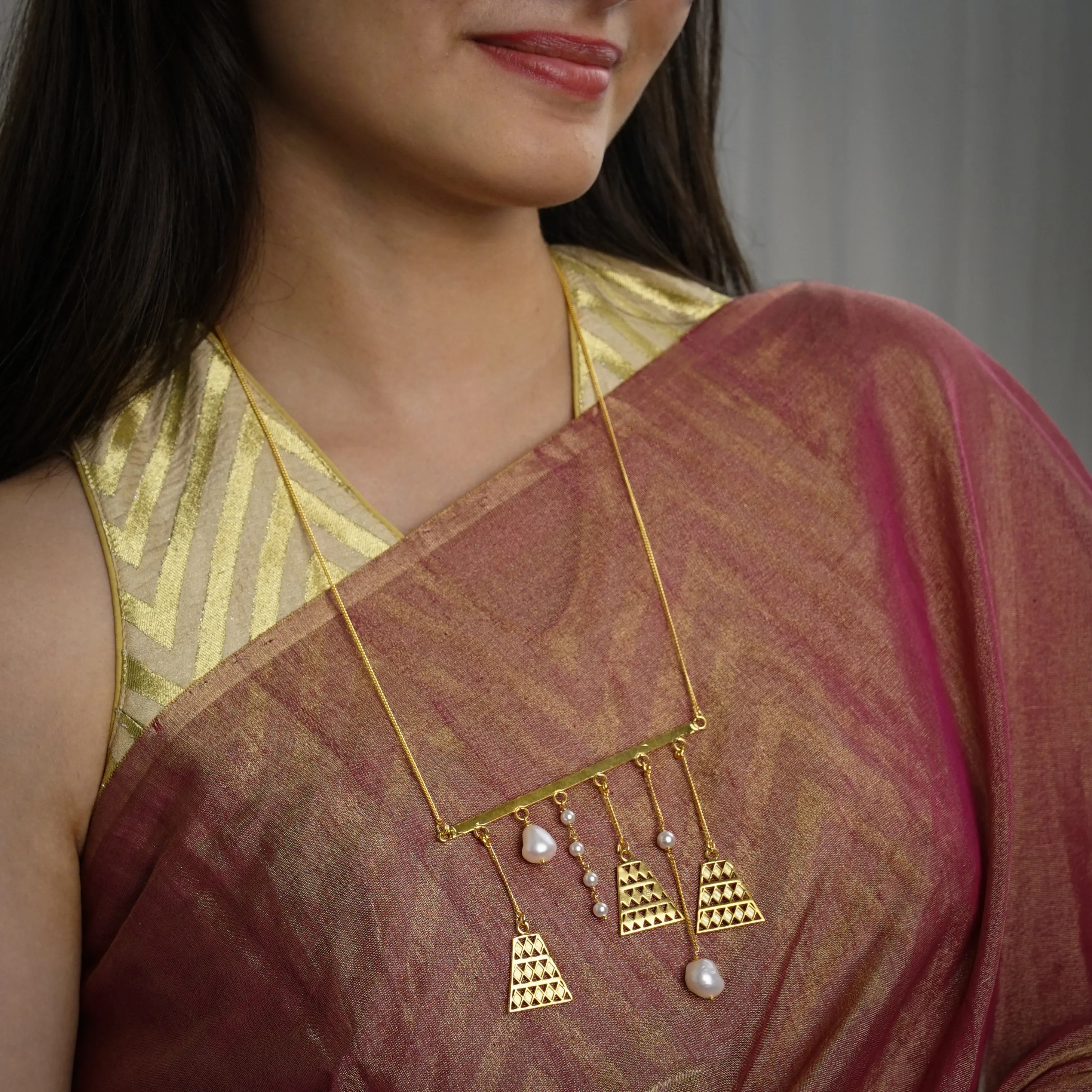 Abstract Silver Necklace (Gold Plated)