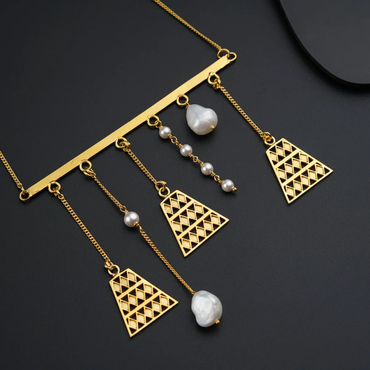 Abstract Silver Necklace (Gold Plated)