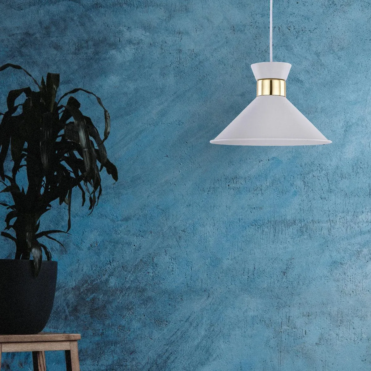 Adeline Minimalist Chic, Metal Pendant Light - White and Gold, PL0091