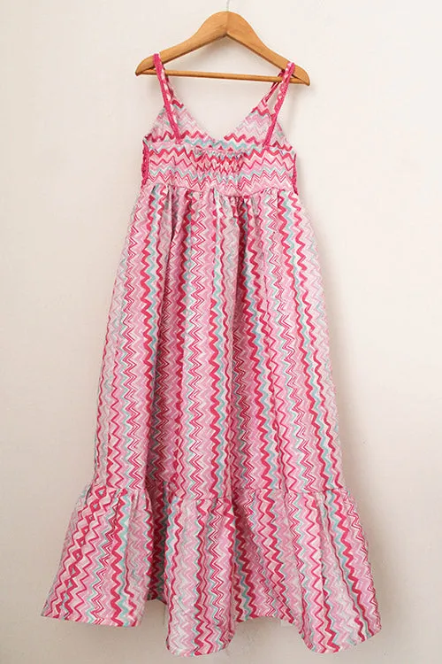 Ajoobaa "Chevron" Crochet Yoke Summer Maxi Dress for Girls