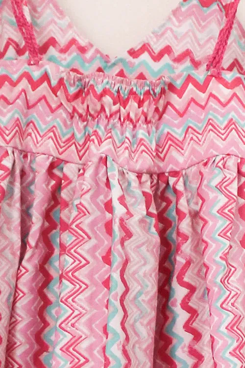 Ajoobaa "Chevron" Crochet Yoke Summer Maxi Dress for Girls