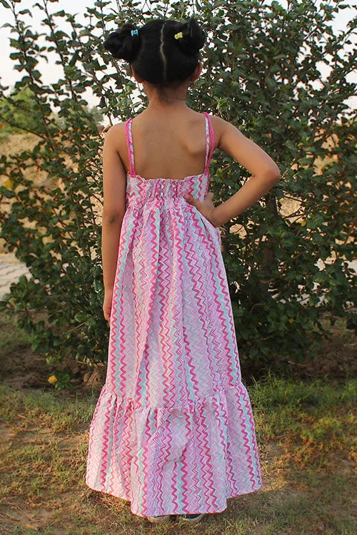 Ajoobaa "Chevron" Crochet Yoke Summer Maxi Dress for Girls