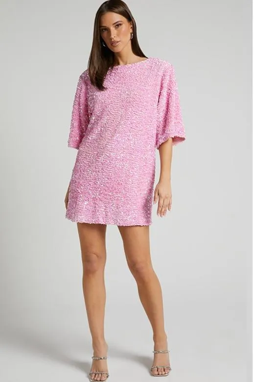 Alma Sequins Backless Mini Dress