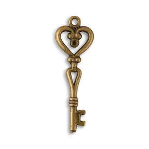 Antique Key Charm Style 2 - Heart Shape