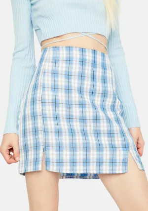 Aqua Playful in Plaid Mini Skirt