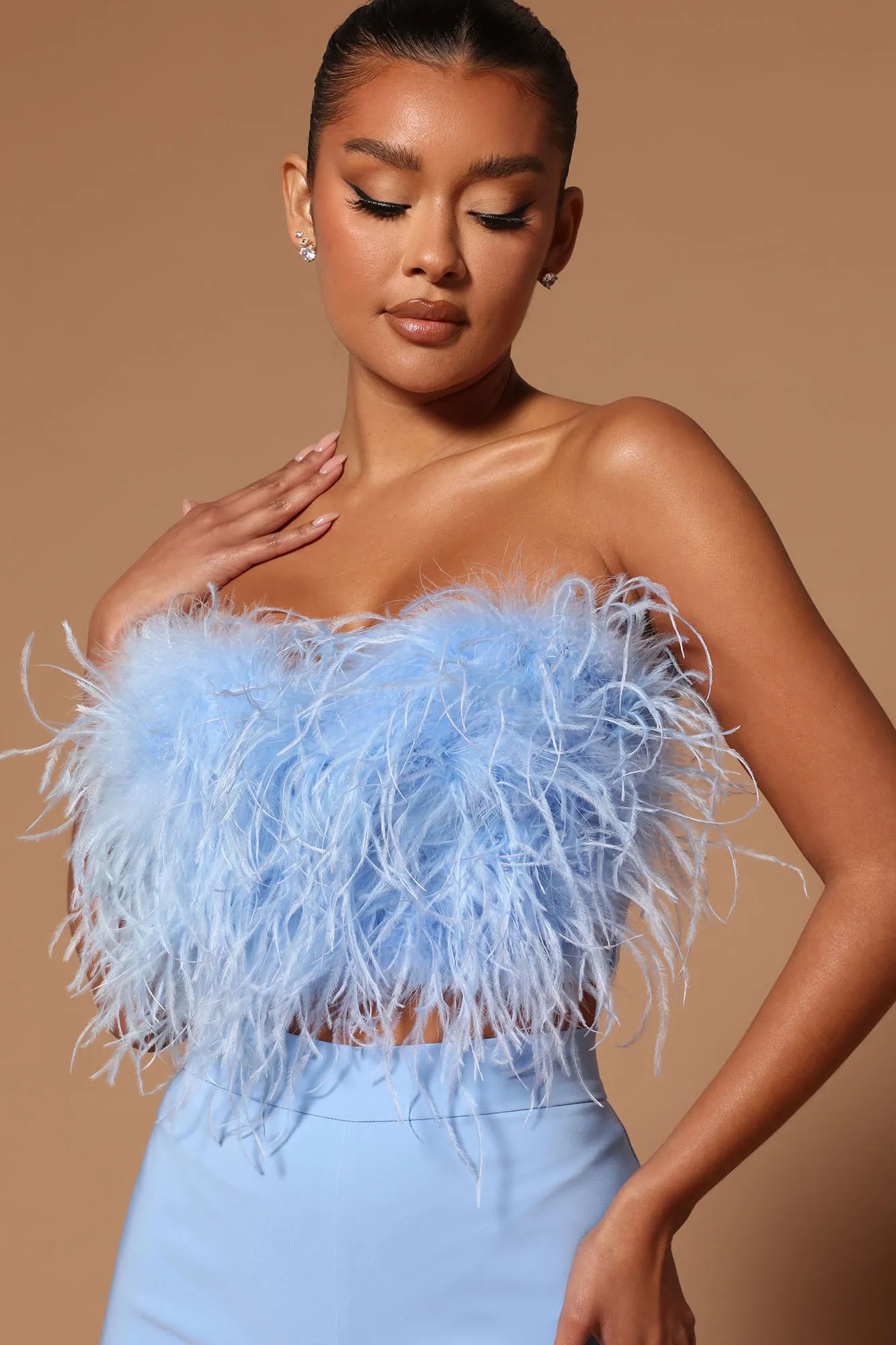 Asalia Feathered Top - Blue