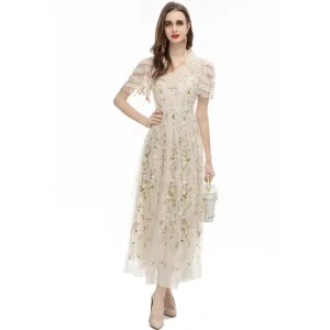 Auricularia Edge Flower Embroidery Dress