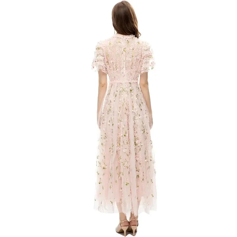 Auricularia Edge Flower Embroidery Dress