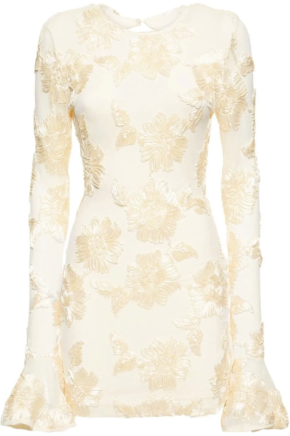 Aurora Embroidered Backless Mesh Mini Dress