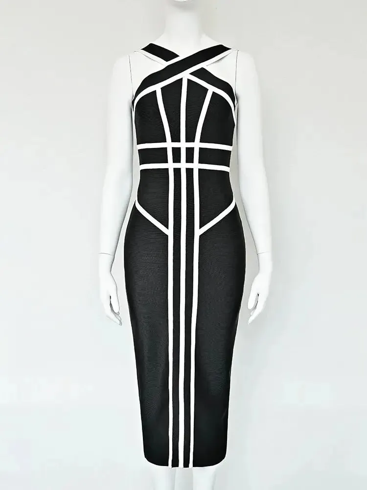 Black & white bodycon Bandage Dress