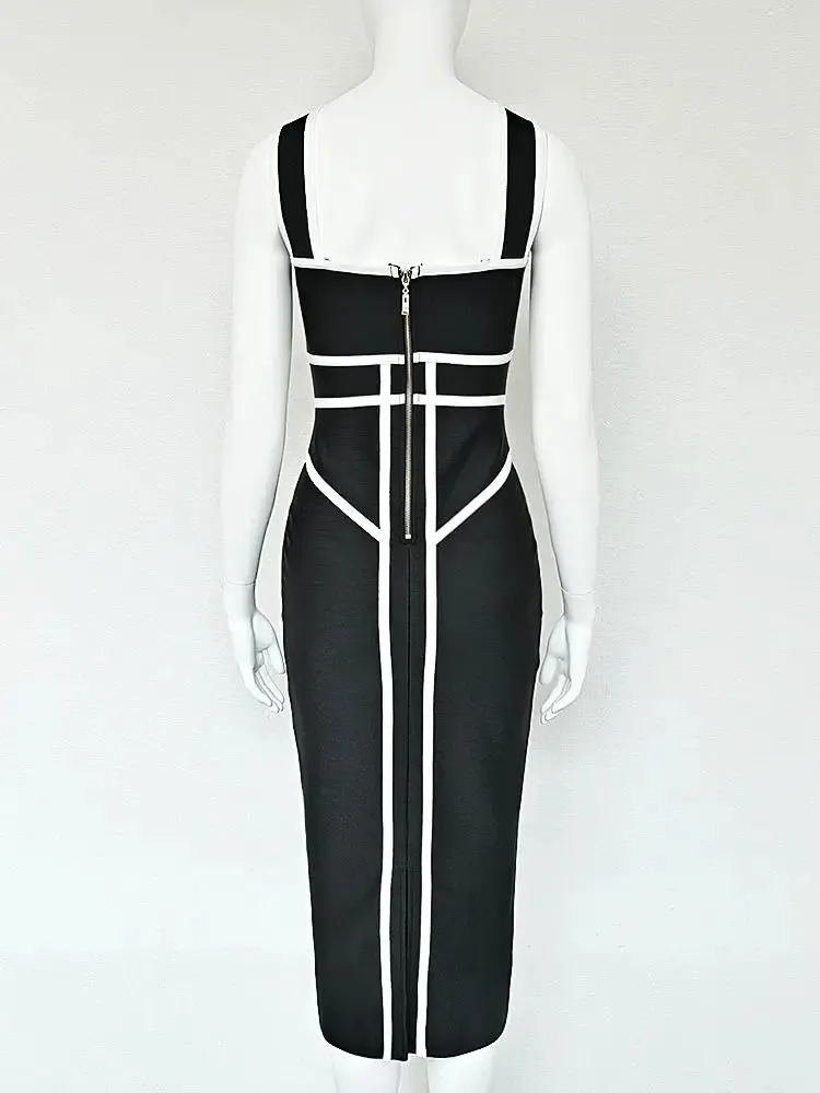 Black & white bodycon Bandage Dress
