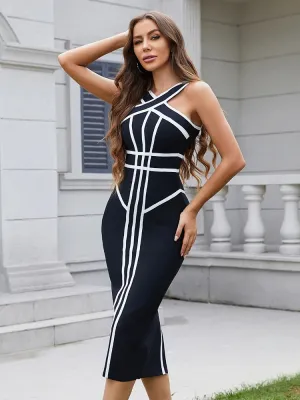 Black & white bodycon Bandage Dress