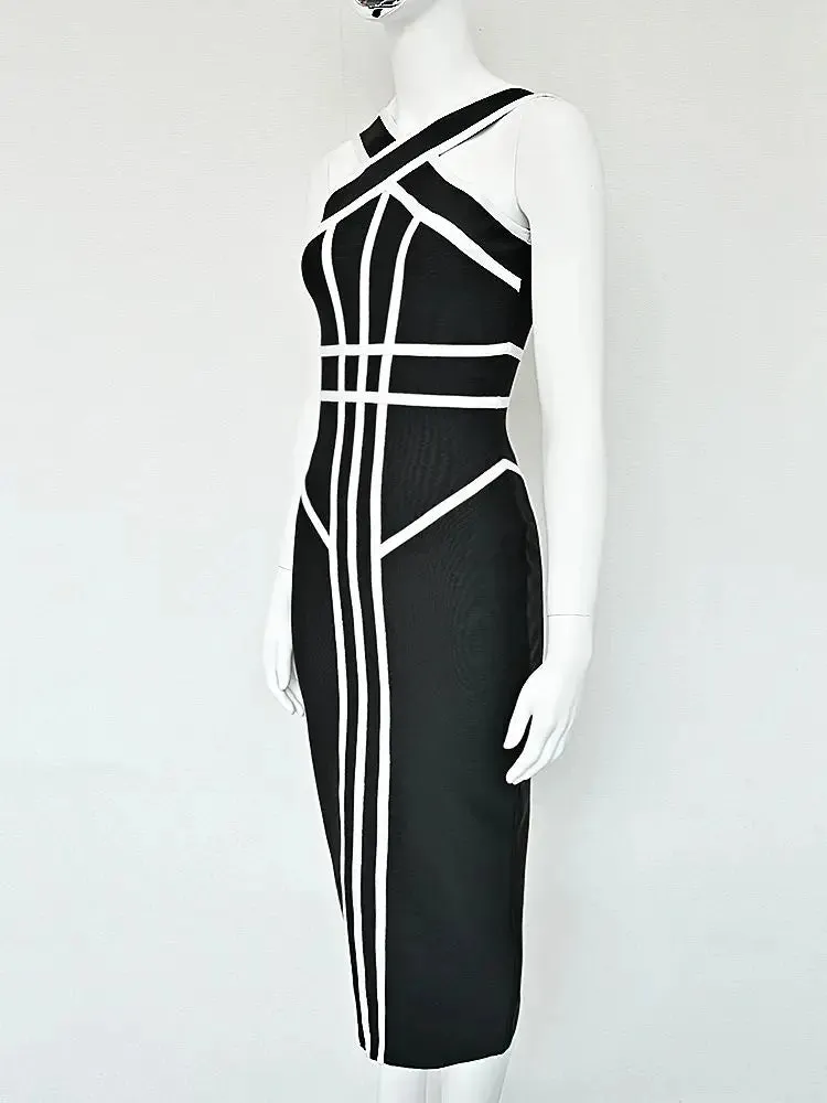 Black & white bodycon Bandage Dress