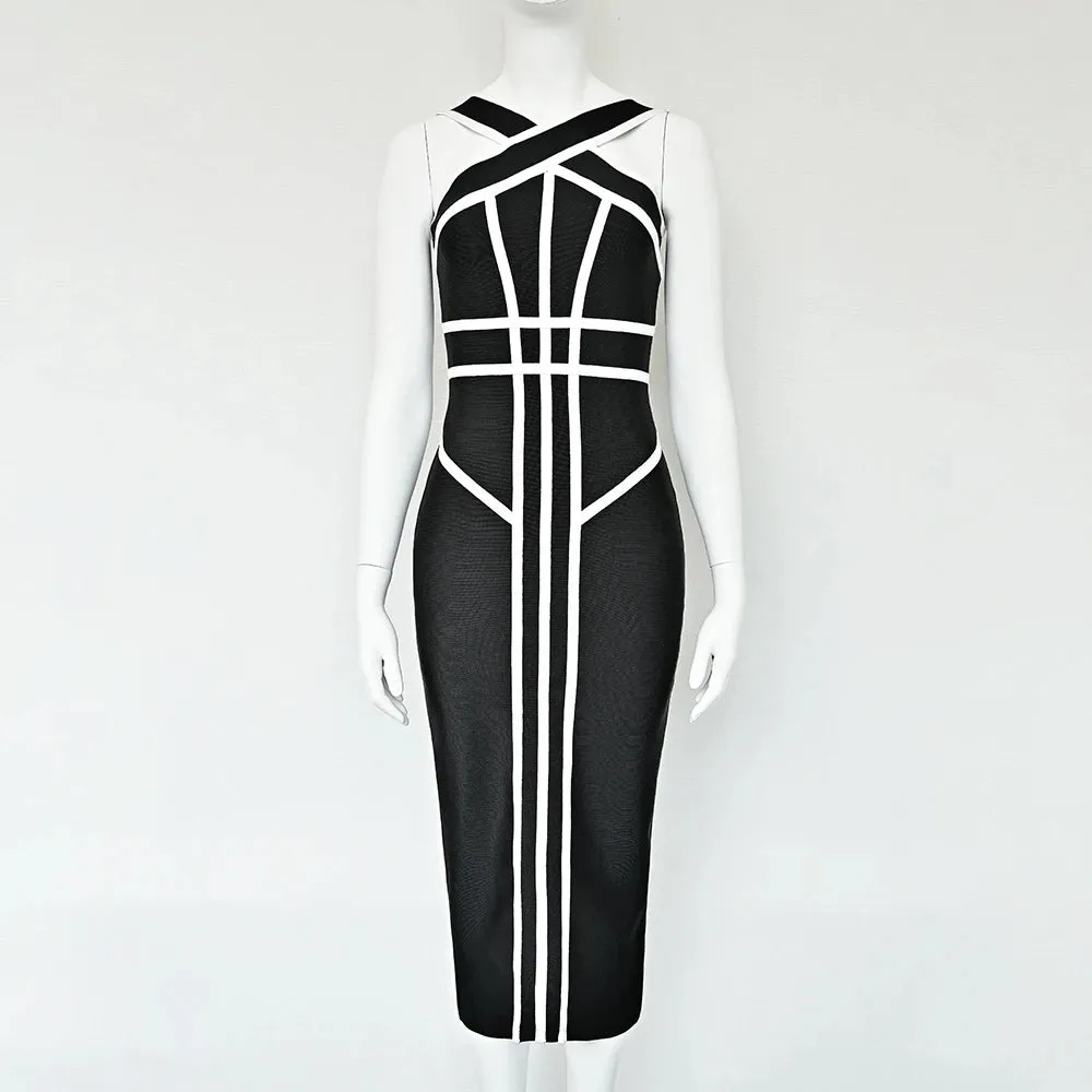 Black & white bodycon Bandage Dress