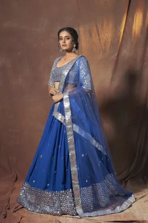 Blue Georgette Lehenga with Soft Net Dupatta