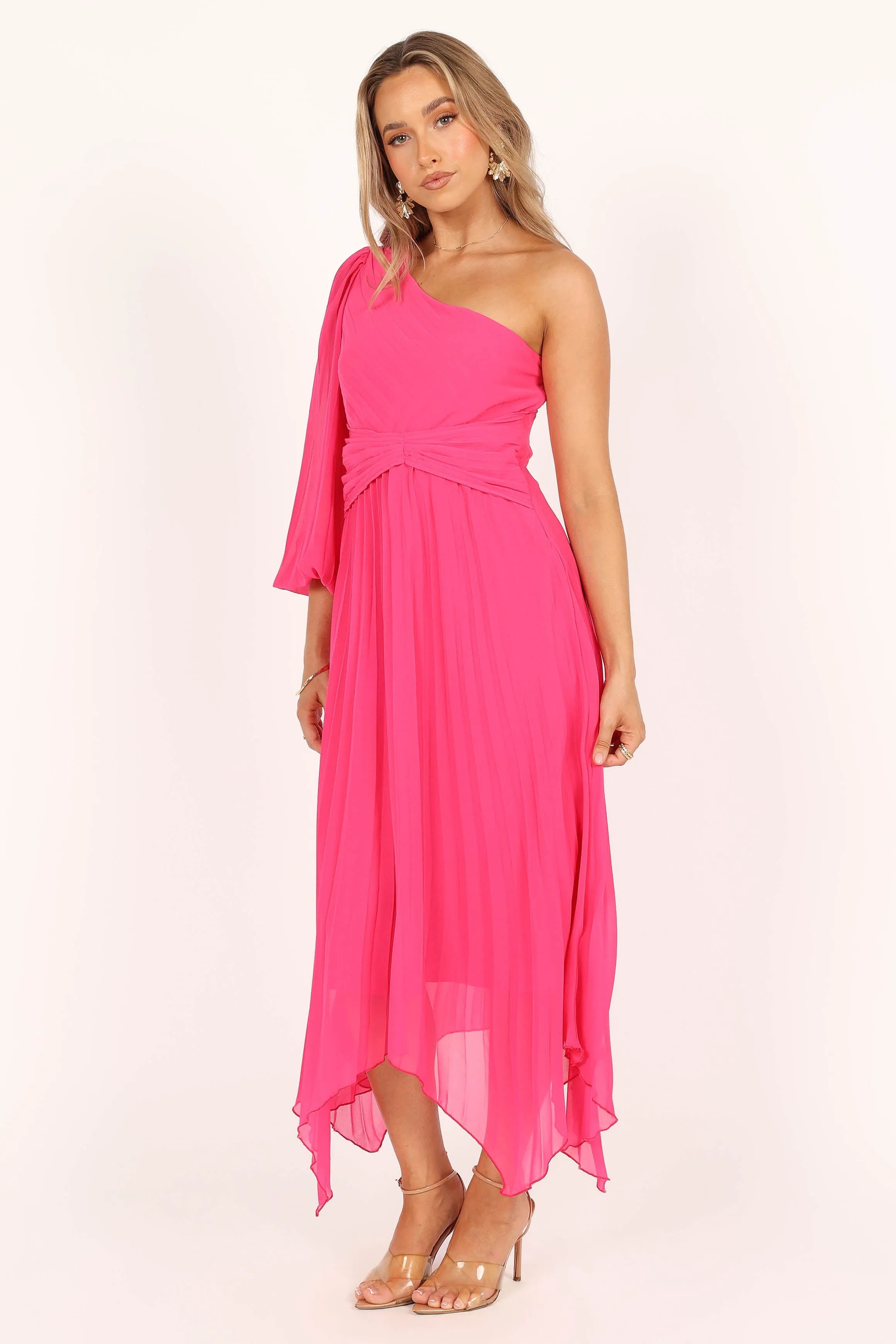 Bonnie One Shoulder Midi Dress - Pink