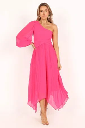 Bonnie One Shoulder Midi Dress - Pink