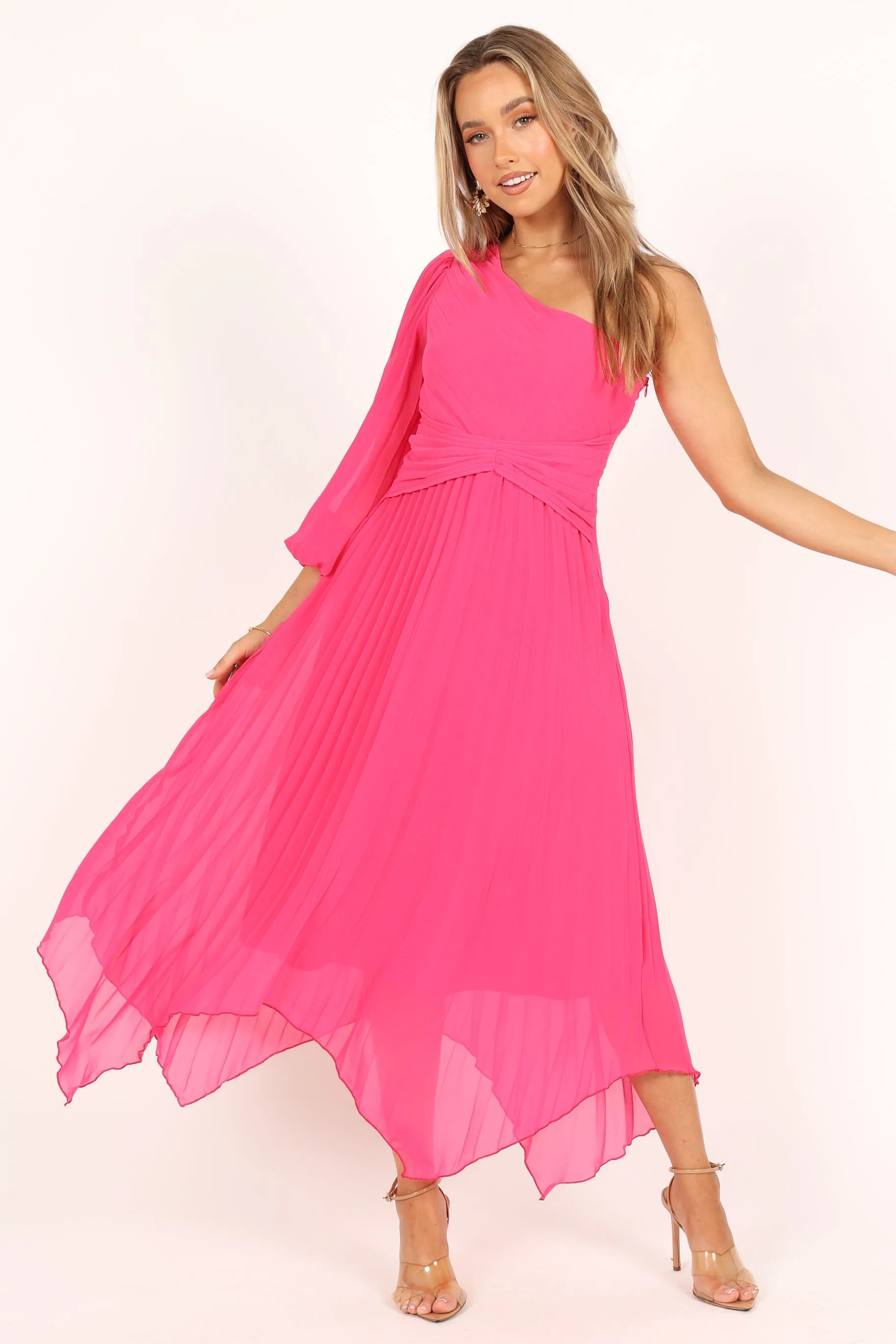 Bonnie One Shoulder Midi Dress - Pink