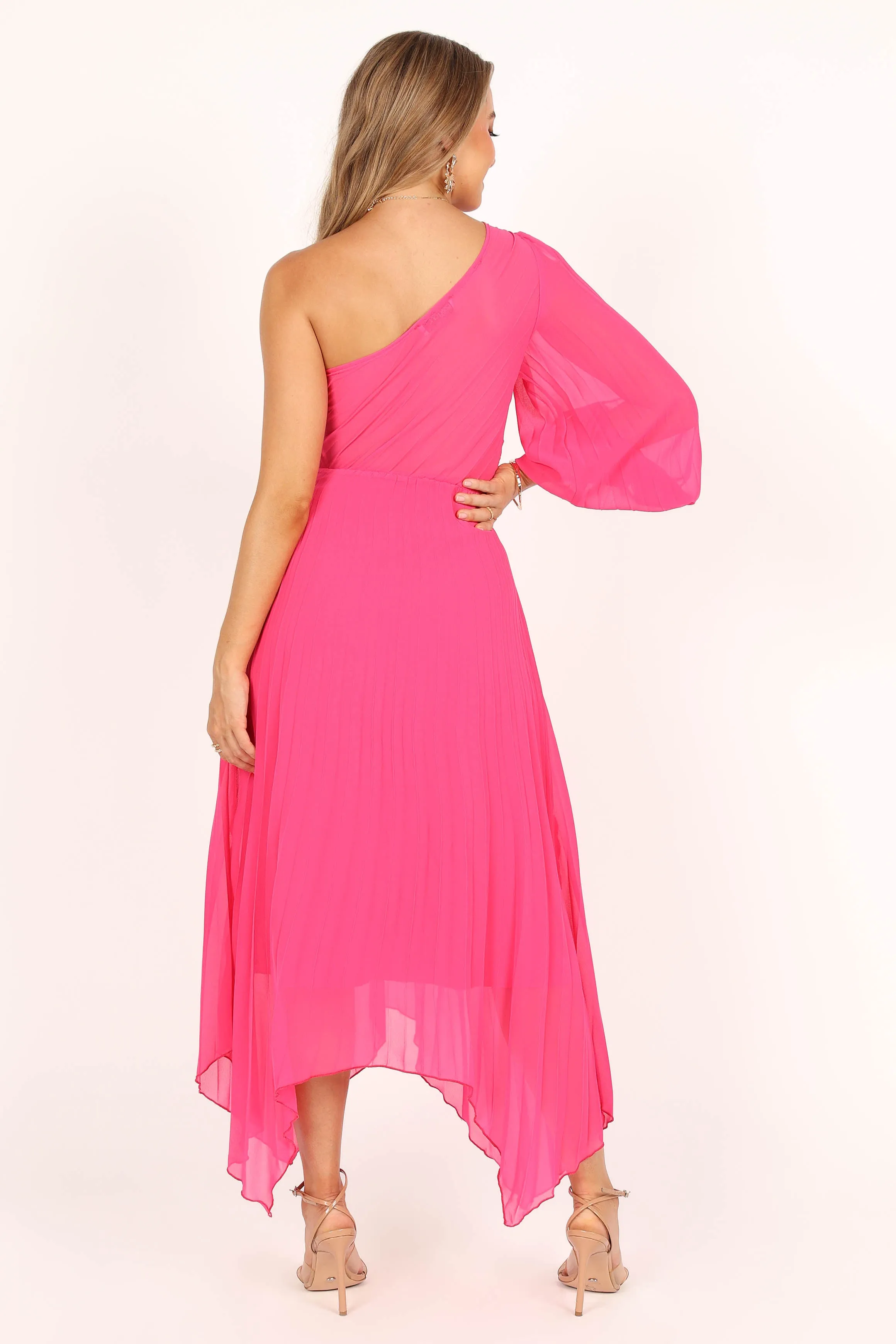 Bonnie One Shoulder Midi Dress - Pink