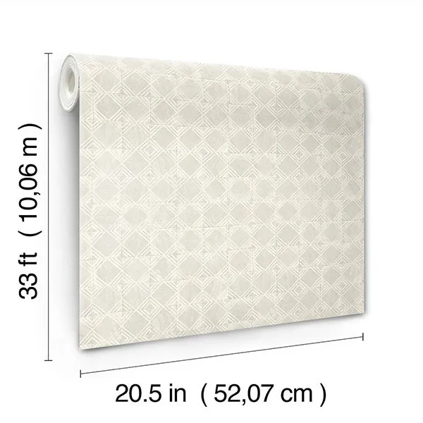 Button Block Light Grey Geometric Wallpaper