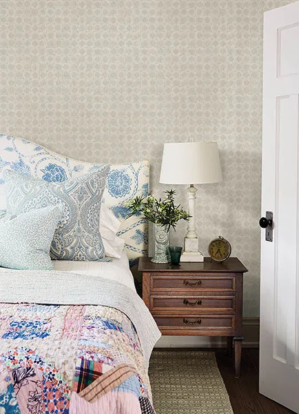 Button Block Light Grey Geometric Wallpaper