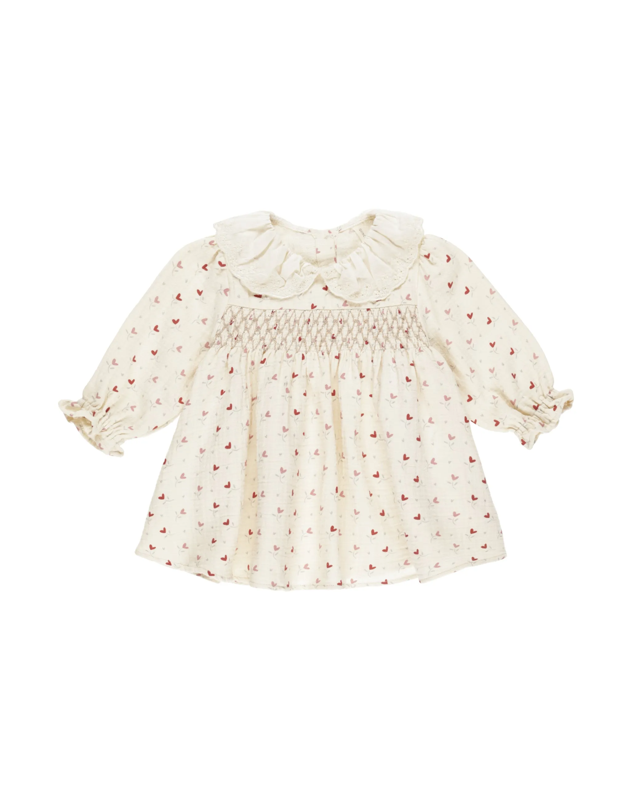 Callie Dress in Natural w/ Heart Ditsy Print