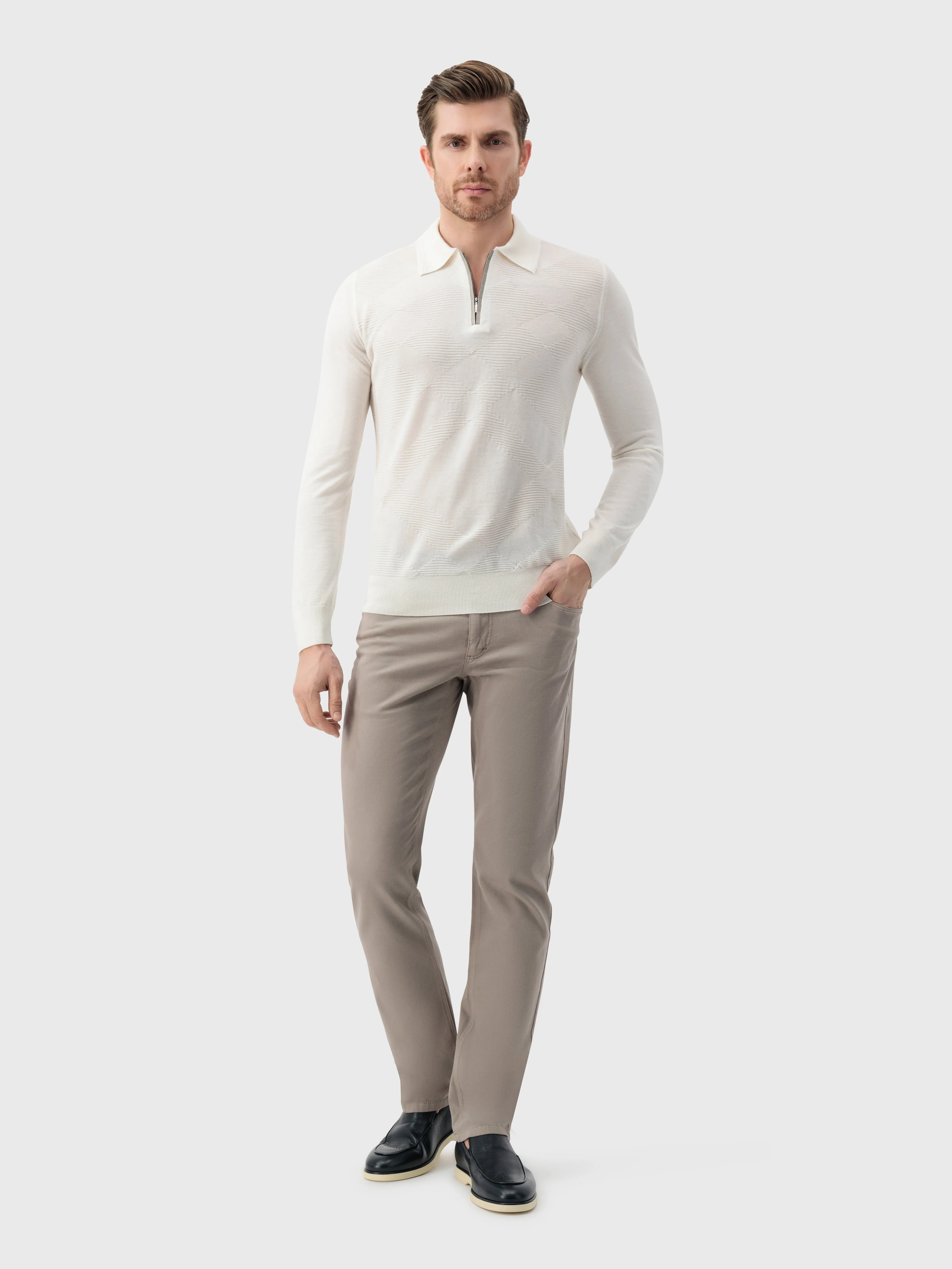 Cashmere and Silk Polo White