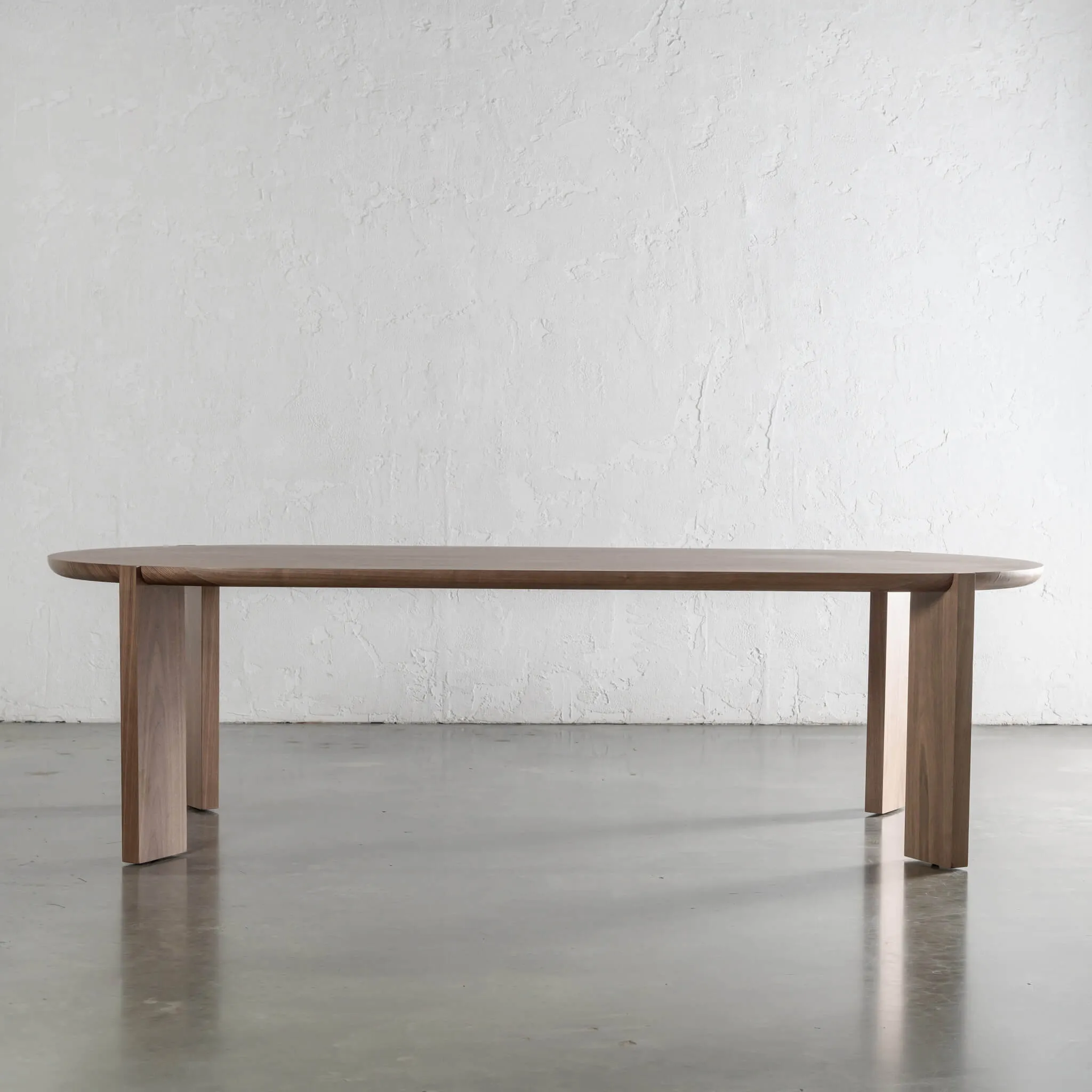 CASSAN ROUNDED DINING TABLE  |  DEEP WALNUT WOOD GRAIN  |  240CM