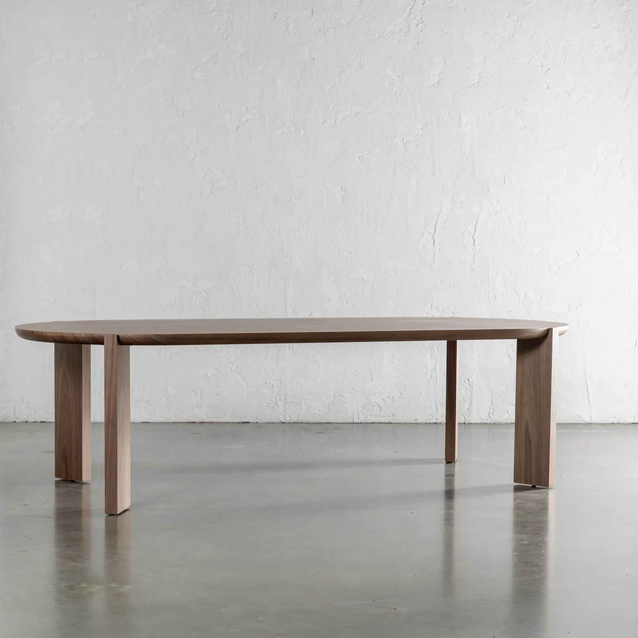 CASSAN ROUNDED DINING TABLE  |  DEEP WALNUT WOOD GRAIN  |  240CM