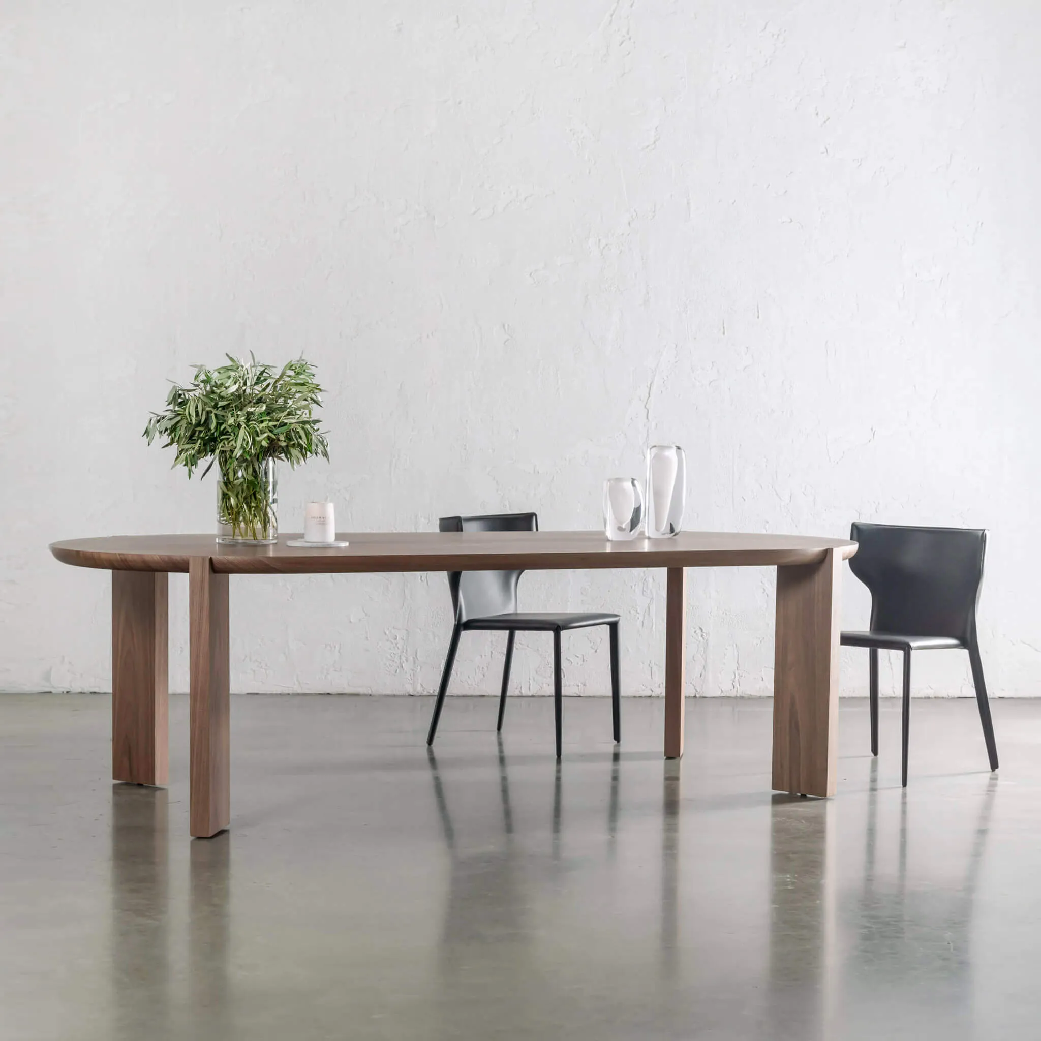 CASSAN ROUNDED DINING TABLE  |  DEEP WALNUT WOOD GRAIN  |  240CM