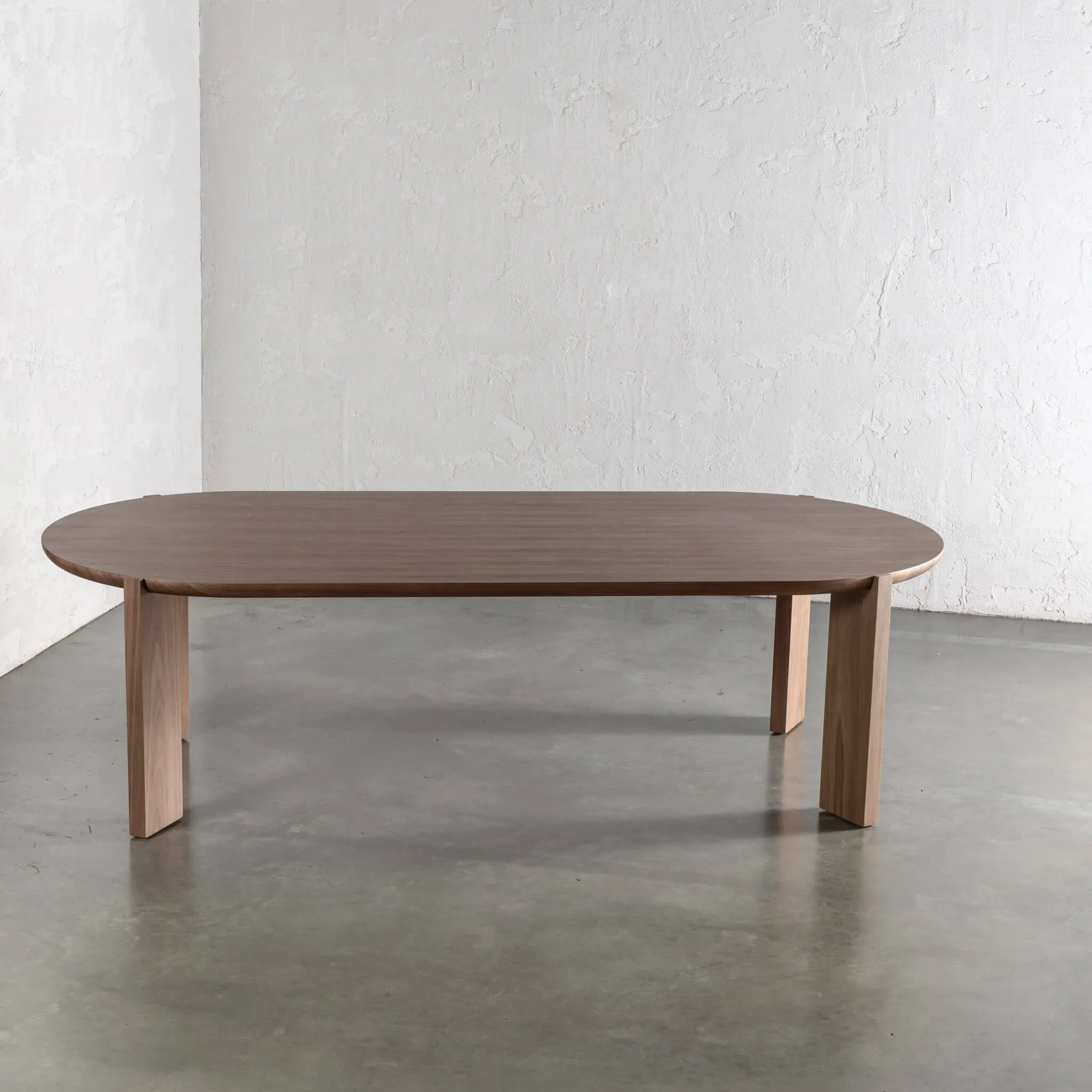 CASSAN ROUNDED DINING TABLE  |  DEEP WALNUT WOOD GRAIN  |  240CM