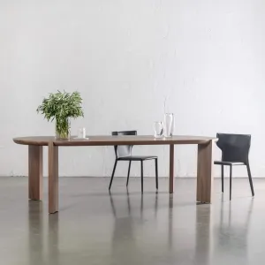 CASSAN ROUNDED DINING TABLE  |  DEEP WALNUT WOOD GRAIN  |  240CM