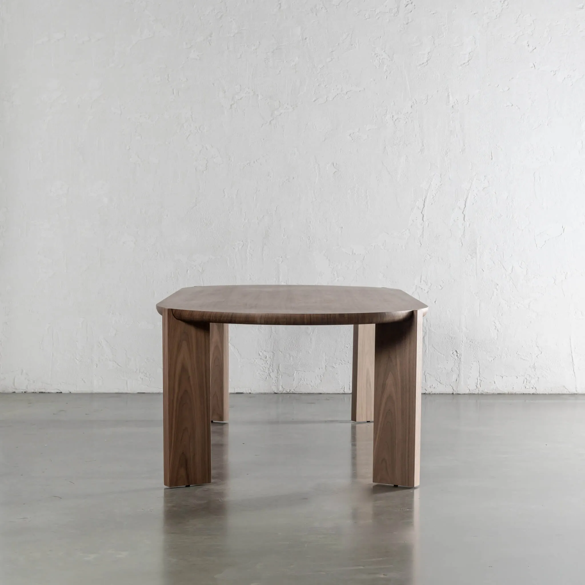 CASSAN ROUNDED DINING TABLE  |  DEEP WALNUT WOOD GRAIN  |  240CM