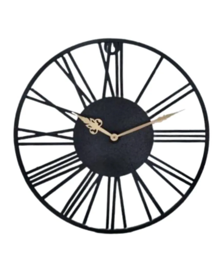 Classic Elegance Black Roman Designer Metal Wall Clock