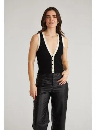 Claudia Button Shaker Vest Black Multi