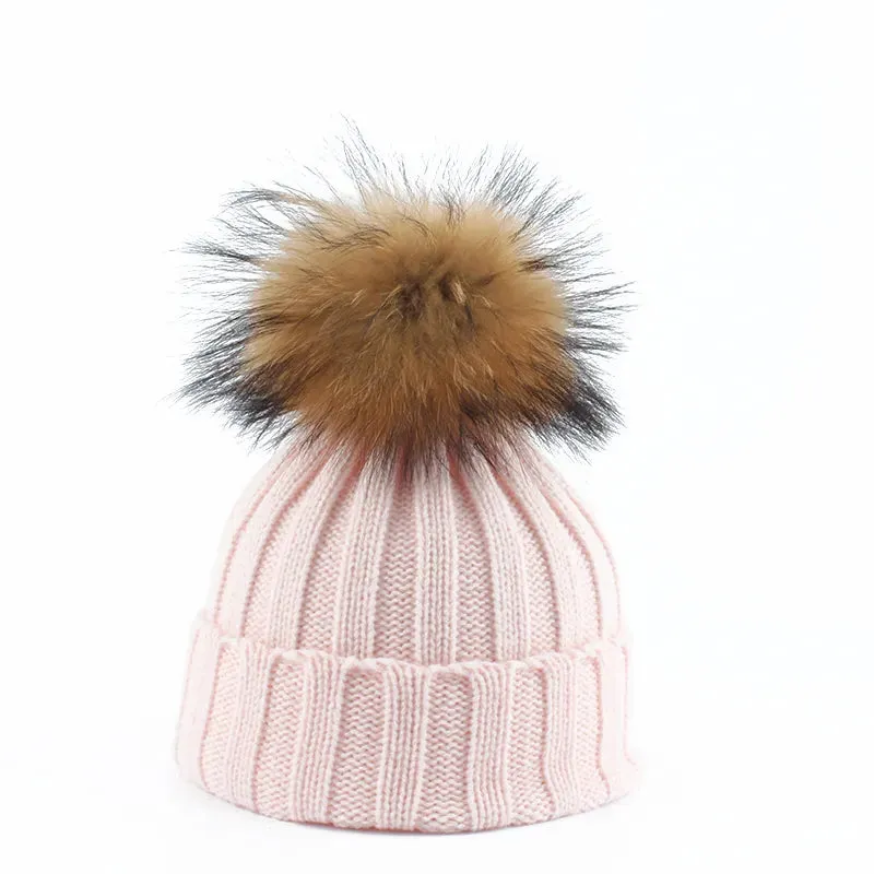 Cozy Ribbed Knit Beanie with Pom-Pom Detail