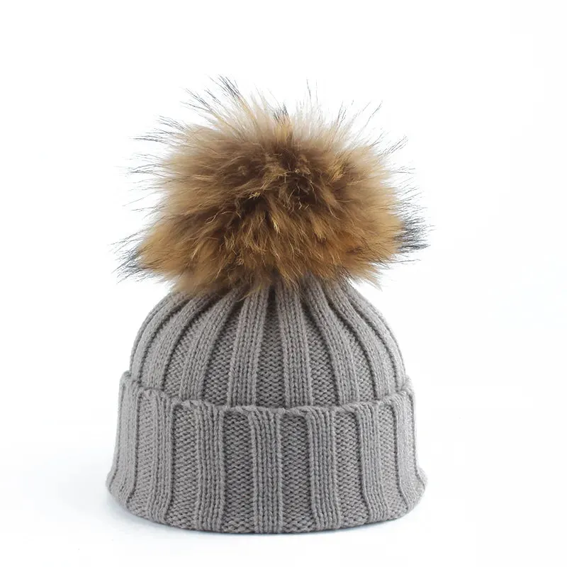 Cozy Ribbed Knit Beanie with Pom-Pom Detail