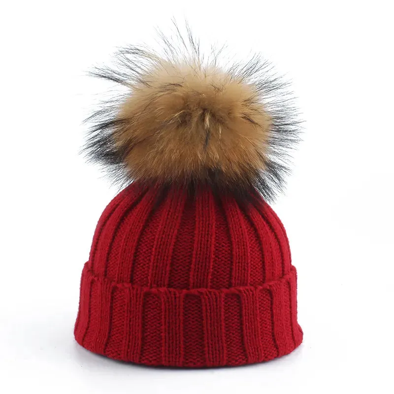 Cozy Ribbed Knit Beanie with Pom-Pom Detail