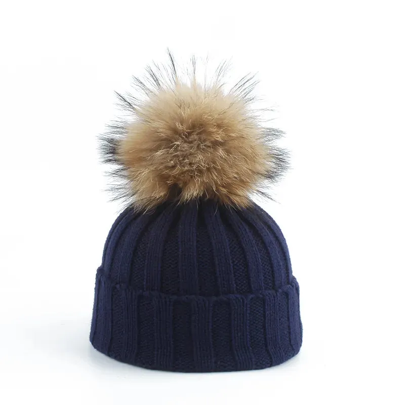 Cozy Ribbed Knit Beanie with Pom-Pom Detail