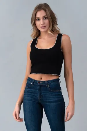 Cropped Tank Top with edge stitch