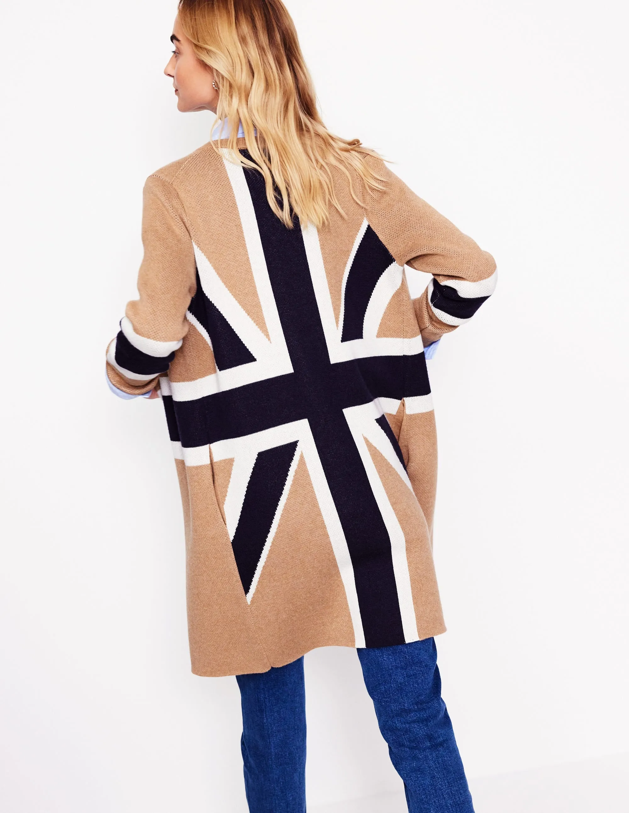 Edge to Edge Coatigan-Camel Melange, Union Jack