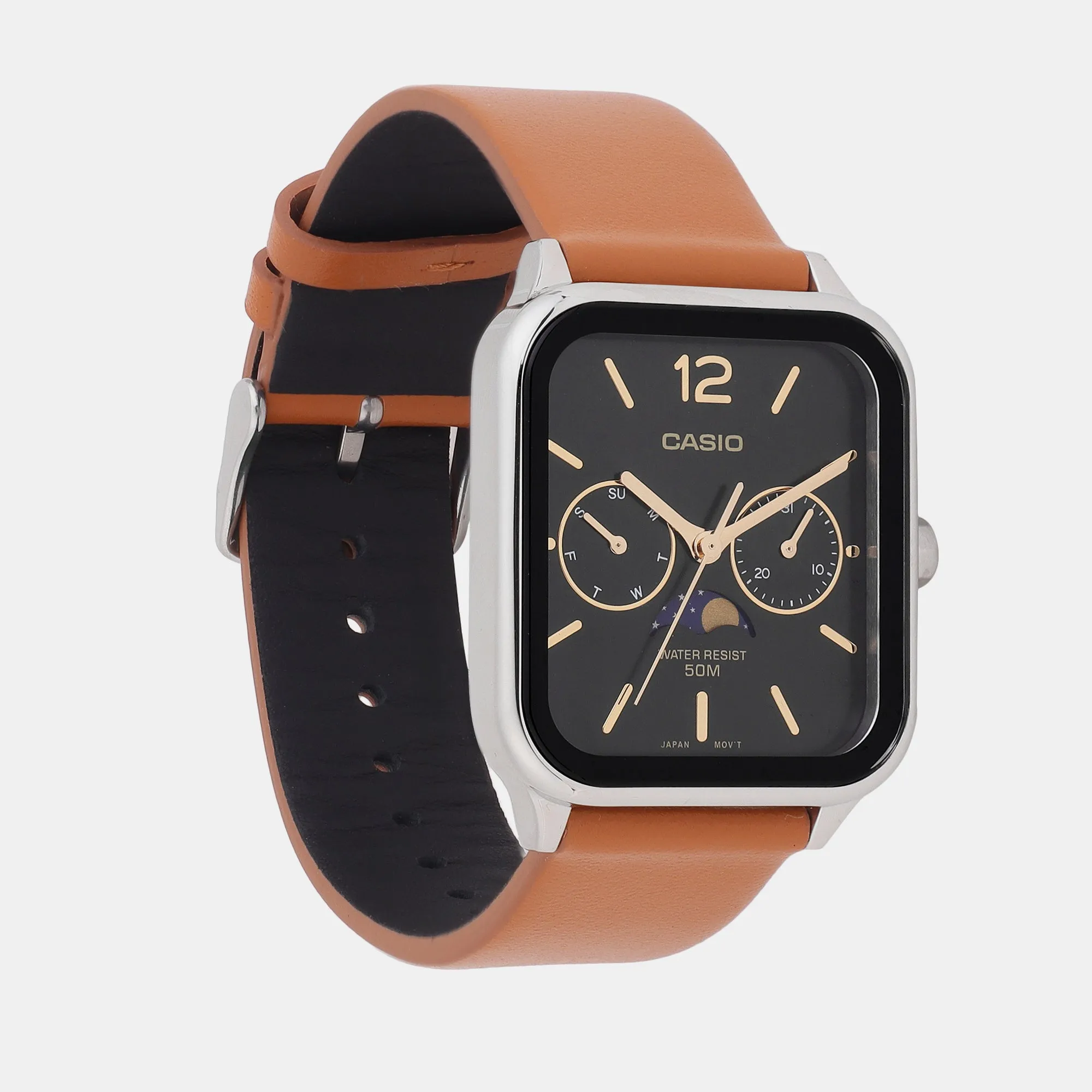 Enticer Men's Black Dial Chronograph Leather Watch A2184 - MTP-M305L-1AVDF