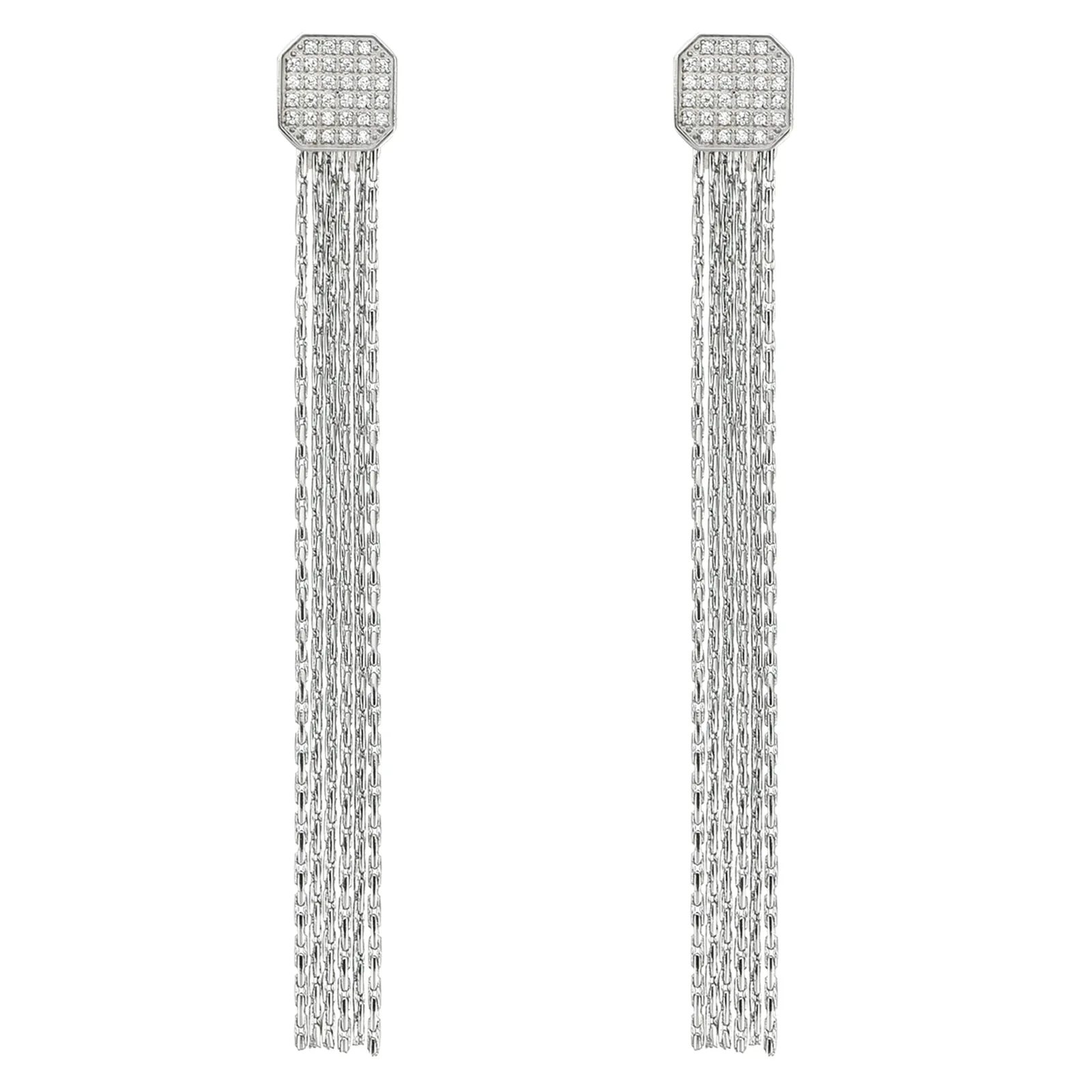 ER808W B.Tiff Pavé Hex Tassel Earrings