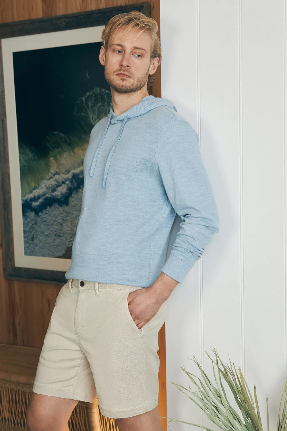 Faherty Coastline Stretch Chino Short 8" in Stone