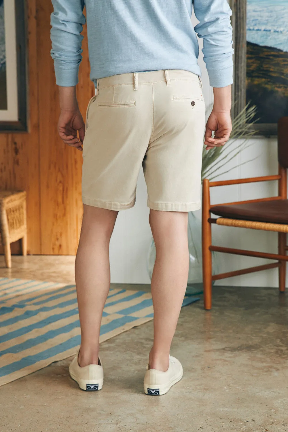 Faherty Coastline Stretch Chino Short 8" in Stone